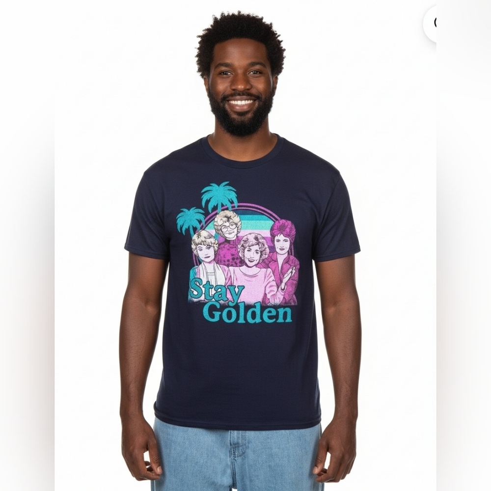 Navy Blue Graphic T-Shirt with Retro Design